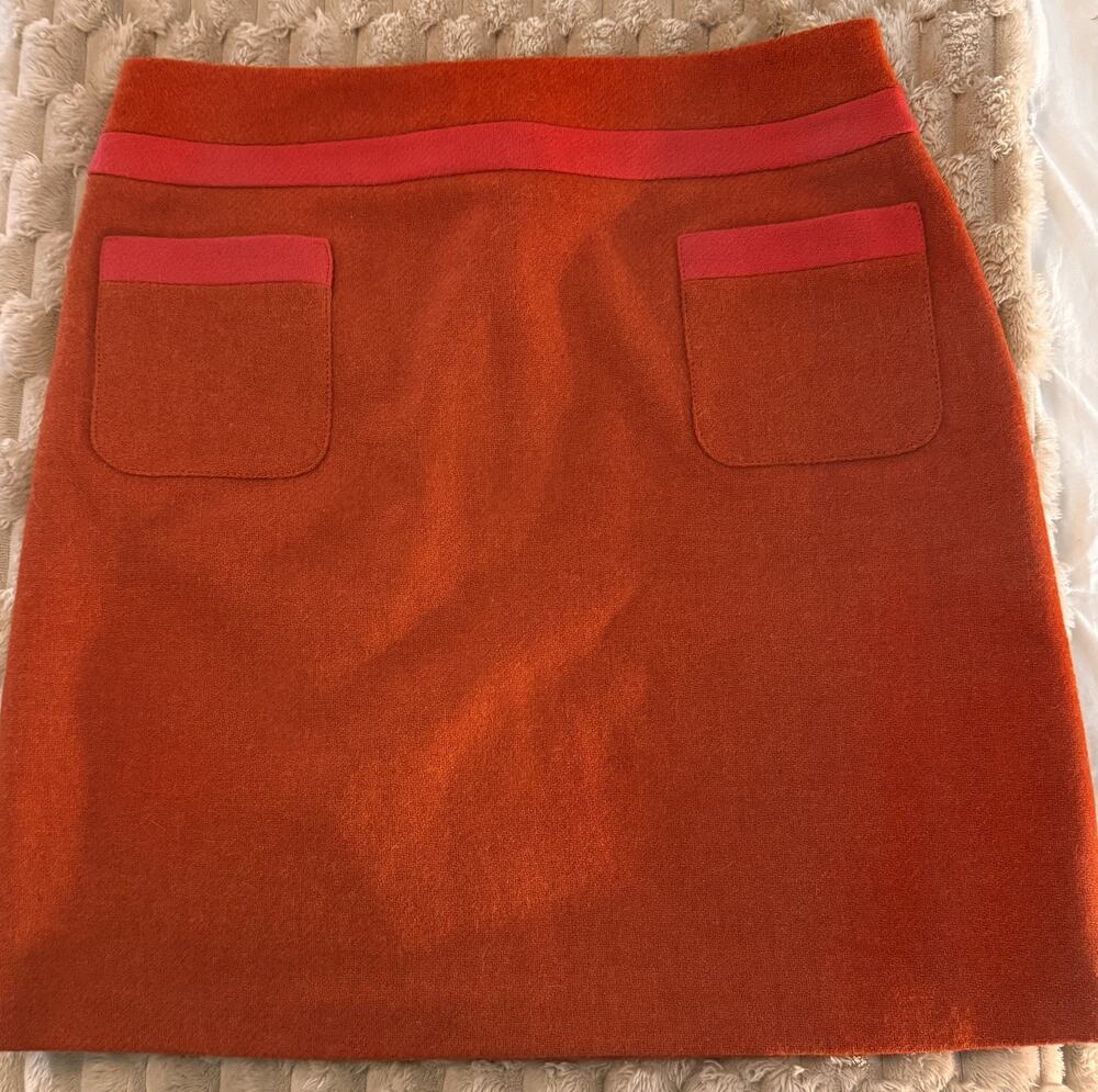 Boden Wool Lined Skirt Mini Retro 70s Career Orange/Pink Size 6